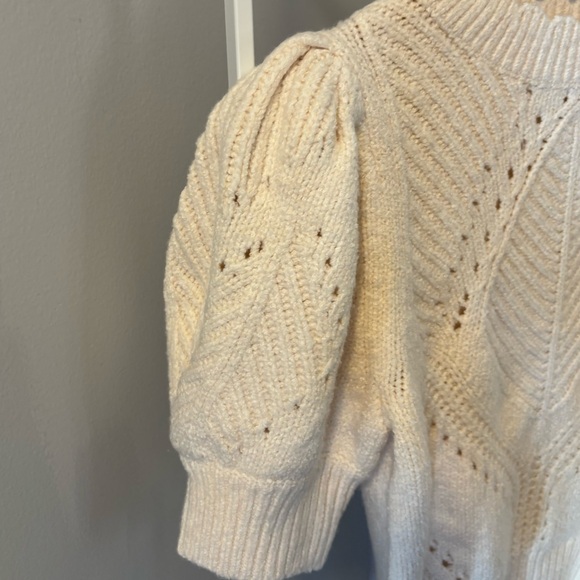 Anthropologie Pointelle Short-sleeve Ivory Knit Sweater NWT - Picture 7 of 9